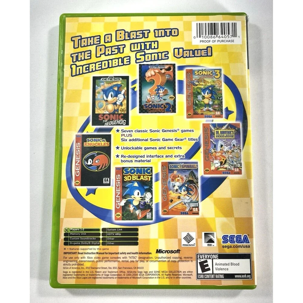 Sonic Mega Collection Plus Microsoft Xbox 2004 Disc & Case Tested